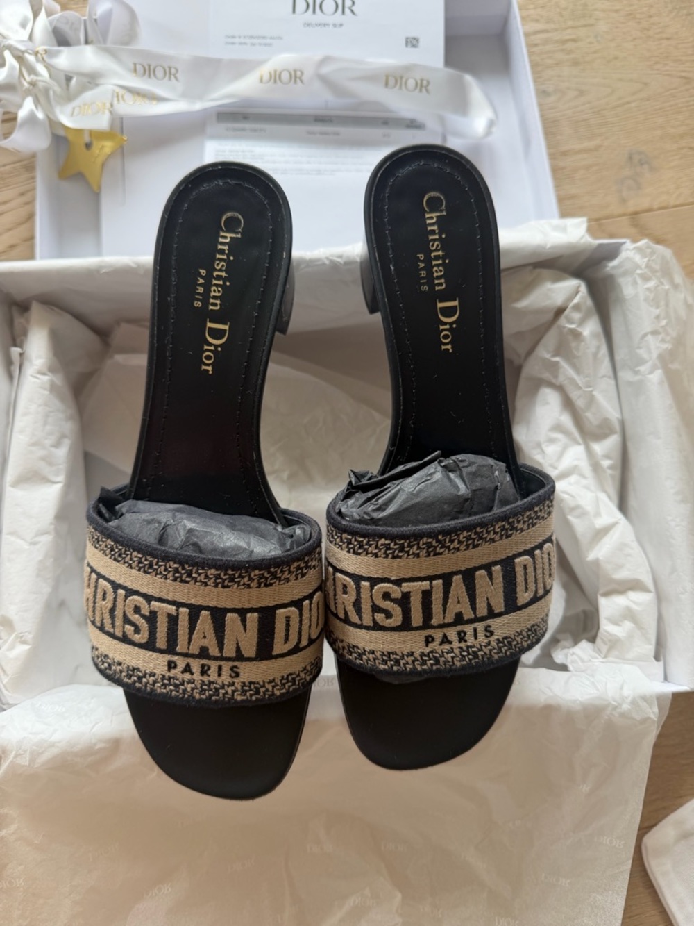 Christian Dior Deep Blue Dway Mules heeled 37.5 EU 100 % Authentic - Picture 2 of 16